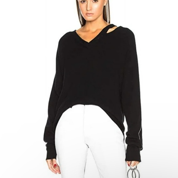 Helmut Lang Distressed V-Neck Sweater in black size M - Picture 1 of 11